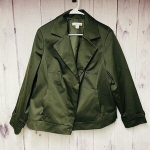 Coldwater Creek Womens 16 Blazer Jacket Black Lined Button Long Sleeve Pockets